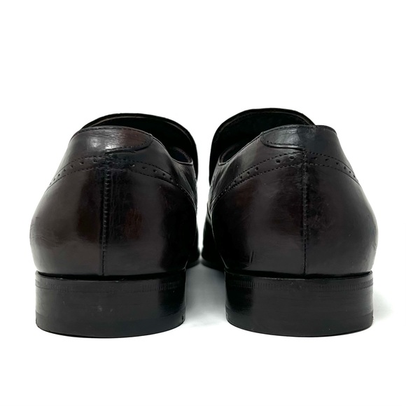 AUTHENTIC! Prada Brown Leather Cut Out Perforated Wingtip Loafers Size 7.5 - Picture 4 of 12